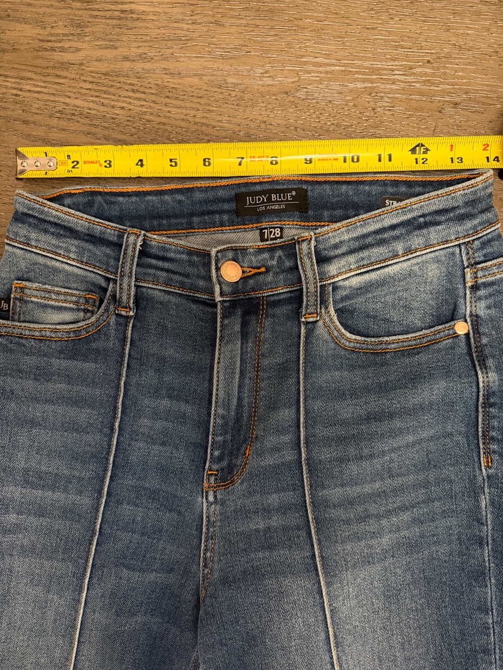 Judy Blue Medium Wash High Rise Seam-Front Straight Leg Jeans Size 7/28 - Picture 5 of 13